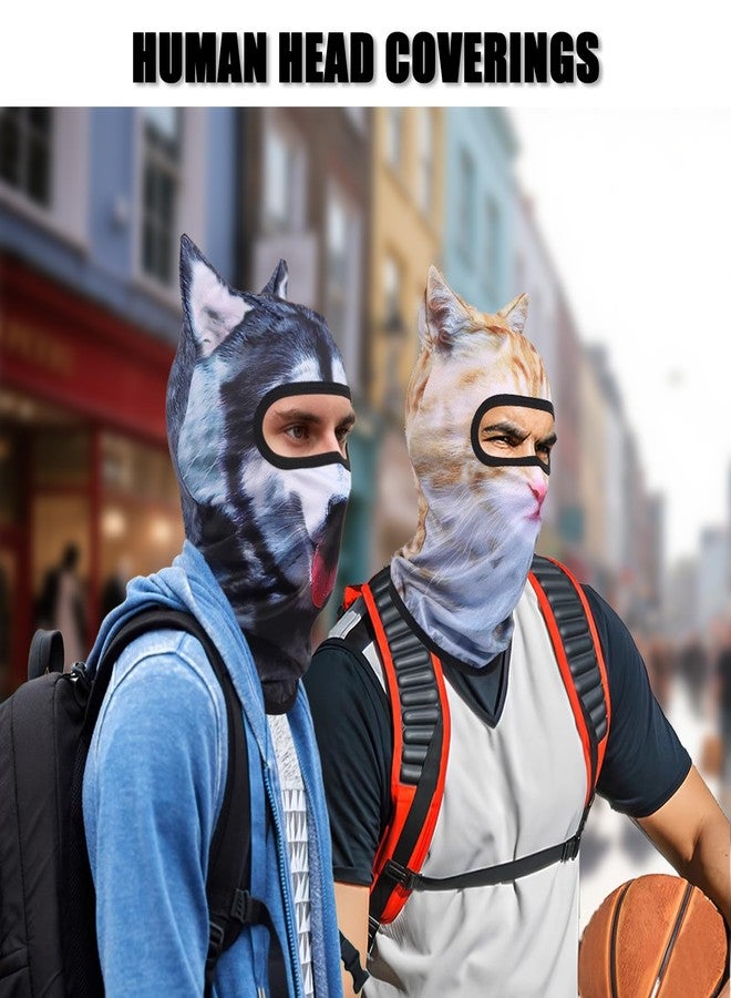 TOAINRSI 3D Cat Ski Balaclava Sheisty Face Mask with Ears,Animal Ski Mask, for Music Festivals Raves Halloween Party Outdoor Activities (Cat-Dog 2 Sets) Yellow - Image 3